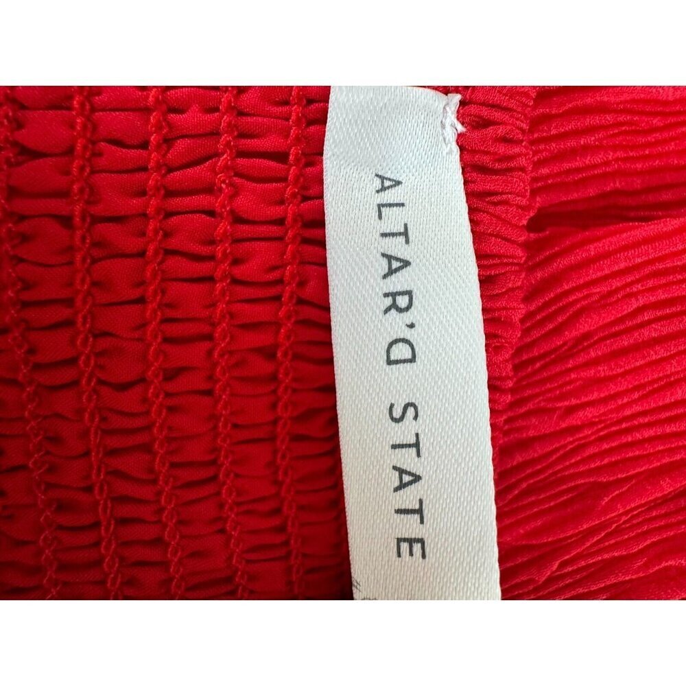 Altar'd state Red Short Sleeves Square Neck Baby Doll Mini Dress Womens Size L - Picture 6 of 8